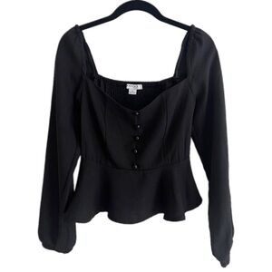 FAVLUX fashion Black Peplum Blouse